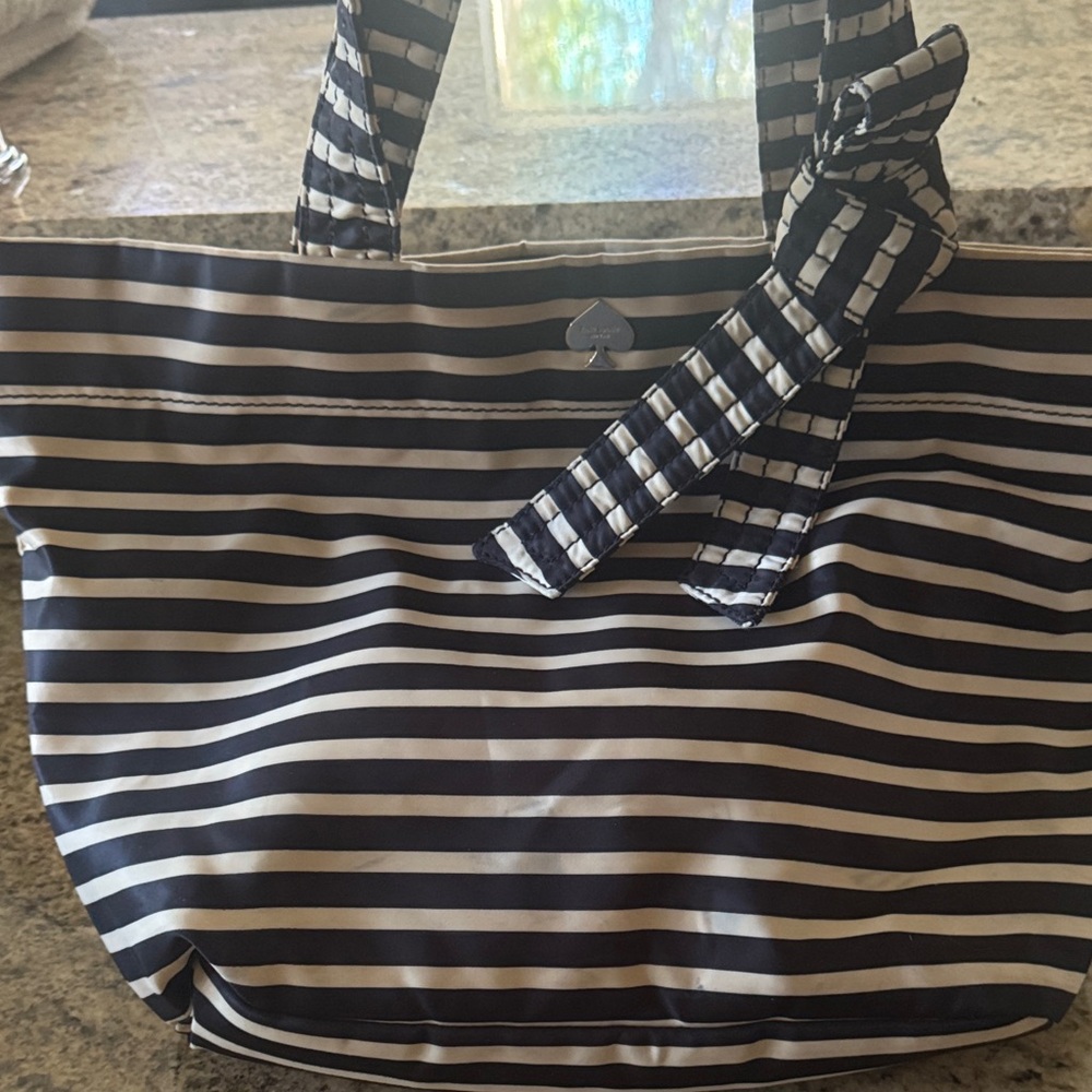 Kate Spade Black and Gold Striped Tote